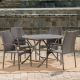 Noble House Kiera Multi-Brown 5-Piece Faux Rattan Outdoor Patio Dining Set 20595