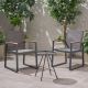 Noble House Glasgow Grey 3-Piece Aluminum and Mesh Outdoor Patio Conversation Set 68410
