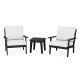 POLYWOOD Grant Park Black 3-Piece Plastic Patio Deep Seating Outdoor Lounge Chair Set with Natural Linen Cushions PWS458-2-BL152939