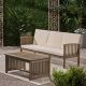 Noble House Carolina Gray 2-Piece Wood Outdoor Patio Conversation Seating Set with Cream Cushions 67485