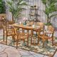 Noble House Midvale 30 in. Teak Brown 7-Piece Wood Oval Patio Outdoor Dining Set 55445