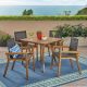 Noble House Chaucer 30 in. Teak Brown 5-Piece Wood Square Patio Outdoor Dining Set 54855