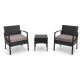 Boyel Living 3-Pieces Wicker Patio Conversation Set 2-People Rattan Sofa Seating and Coffee Table Group Outdoor Set w/ Sand Cushions CEW-HZ012SDDB18