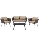 Barton 4-Piece Wicker Sofas Rattan Outdoor Patio Conversation Set with Coffee Table and Beige Cushioned Chairs 93507