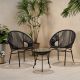 Noble House Nusa Black 3-Piece Metal Outdoor Patio Conversation Set 70181