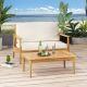 Noble House Willowbrook Teak Brown 2-Piece Wood Outdoor Patio Conversation Set with Beige Cushions 82577