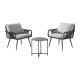 Pure Garden Andover All-Weather 2 Rope Chairs Outdoor Conversation Set with Gray Cushions and 18 in. H Poly Fiber Cocktail Table AWWK023KK