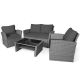 Gymax 4-Pieces Patio Rattan Conversation Set Outdoor Furniture Set with Grey Cushions GYM06654