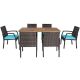 Costway 7-Piece Wicker Rectangular Outdoor Dining Set with Turquoise Cushions QD-654-A09S1+