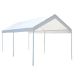 WELLFOR 10 ft. x 20 ft. White Roof Polyethylene Carport with Steel Frame and 6-Legs Car Canopy Shelter OP-HKY-70138