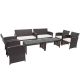 Gymax 8-Pieces Rattan Patio Conversation Set Outdoor Furniture Set with White Cushions GYM07048