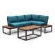 Unbranded Cordova Black 3-Piece Metal Patio Conversational Set with Table and Blue Cushions DL-SS21061