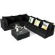 Costway 7-Piece Wicker Patio Fire Pit Sofa Set Sectional Conversation Furniture Set Garden with Black Cushions QD-67770MW+