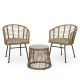 Noble House Sonnette 3-Piece Faux Rattan Outdoor Patio Conversation Set with Beige Cushions 106005