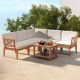 ANGELES HOME 6-Piece Wood Outdoor Patio Conversation Sofa Set with Beige Cushions M63-8HW970BK+