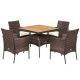 Costway 5-Piece Patio Wicker Outdoor Dining Furniture Set Arm Chair Wooden Table Top with Extension QD-67789+