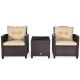 ANGELES HOME 3-Piece Steel PE Wicker Outdoor Sofa Set Patio Conversation Set with Brown Cushions M63-8HW759BN