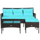 Gymax 3-Piece Patio Rattan Sectional Conversation Furniture Set with Turquoise Cushions GYM08107