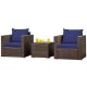 ANGELES HOME 3-Piece PE Wicker Outdoor Sofa Set Patio Conversation Set with Navy Cushions M66-8HW531NY+