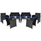 Costway 8-Piece Patio Rattan Furniture Conversation Set Cushion Sofa Table Garden Navy 2*QD-6D39NY