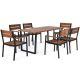 ANGELES HOME 7-Piece Wood Steel Outdoor Dining Set with Umbrella Hole M65-8HW220+