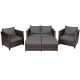 Costway 5-Piece Outdoor Patio Rattan Furniture Set Loveseat Sofa Ottoman Gray Cushioned QD-67G5D7AGR+