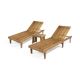 Noble House Nadine Teak Brown 3-Piece Wood Outdoor Patio Conversation Set 82853