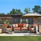 OVIOS Positano Gray 5-Piece Wicker Outdoor Patio Conversation Seating Set with Orange Red Cushions PGR800