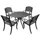 Oakland Living Black 5-Piece Round Aluminum Mesh Outdoor Dining Set with 4-Chairs 1088-1048(4)-LBK