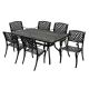 Oakland Living Black 7-Piece Aluminum Rectangular Mesh Outdoor Dining Set with 6-Chairs 1827-1016(6)-LBK