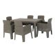 DUKAP LUCCA Grey 7-Piece Plastic Outdoor Dining Set with Beige Cushions ODKLUC7-GRE-AB
