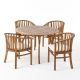 Noble House Alondra Teak Brown 5-Piece Wood Round Outdoor Patio Dining Set with Cream Cushions 68569