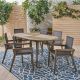 Noble House Arletta Grey Finished 9-Piece Wood Oval Outdoor Patio Dining Set 54857