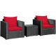 ANGELES HOME 3-Piece PE Wicker Outdoor Patio Conversation Sofa Set with Red Cushions M66-8HW529RE+