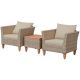 ANGELES HOME 3-Piece PE Wicker Outdoor Patio Conversation Sofa Set with Beige Cushions M66-8HW533BN
