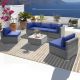 ANGELES HOME 6-Piece PE Wicker Outdoor Patio Conversation Sofa Set with Navy Blue Cushions M63-8HW878BK+