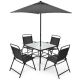 ANGELES HOME 6-Piece Metal Outdoor Dining Set and Umbrella CK10NP069WLGR