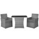 Costway 3-Pieces Patio Wicker Patio Conversation Set with Gray Cushions Sofa Armrest Garden QD-68177GR