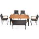 Costway 30 in. Brown 6-Piece Wicker Rectangular Outdoor Dining Set Acacia Wood Chairs Bench Armrest Garden QD-66354-A+KYD70G5D0+KYD70702