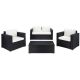 SAFAVIEH Machie Black 4-Piece Wicker Patio Conversation Set with Beige Cushions PAT7508A-2BX
