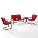CROSLEY FURNITURE Ridgeland Red 4-Piece Metal Patio Conversation Set KO10022RE