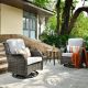 OVIOS Joyoung Gray 3-Piece Wicker Outdoor Patio Conversation Seating Set with Gray Cushions and Swivel Rocking Chairs YJNTC403R