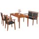 Gymax 4-Pieces Acacia Wood Rattan Patio Dining Set Furniture Set with Umbrella Hole GYM08771