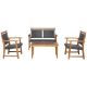 Gymax 4-Pieces Acacia Wood Patio Conversation Set Outdoor Rattan Furniture Set GYM08770