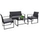 Tozey 4-Piece Wicker Outdoor Patio Deep Seating Set with Gray Cushions and Coffee Table T-LCRC814M40