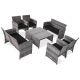 Costway 8-Piece Wicker Patio Conversation Set with Black Cushions and Glass Table 2*QD-6DG3DK