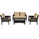 Costway 4-Piece Wicker Patio Conversation Set Loveseat Sofa Coffee Table with Beige Cushion GHM0512BN+
