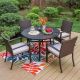 PHI VILLA 5-Piece Wicker Outdoor Patio Furniture Set with Beige Cushions THD5-409099