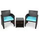 FORCLOVER 3-Piece Wicker Patio Conversation Set with Turquoise Cushions COWY-TU67813