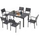AECOJOY Black 7-Piece Aluminum Rectangular Table Outdoor Dining Set 16081BK-HD01